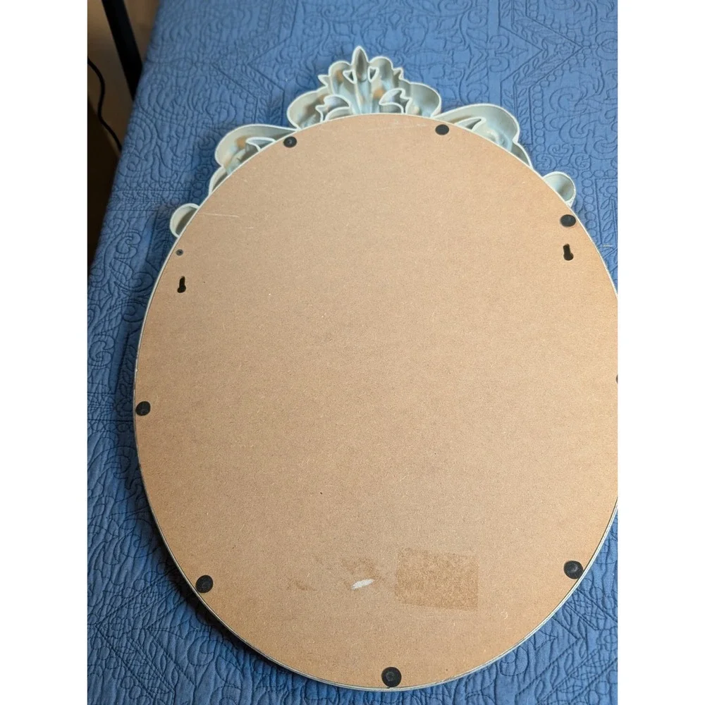 Shabby Chic White Oval Wall Mirror French Country Baroque Cottage Farmhouse...